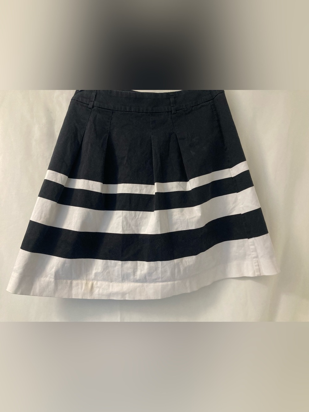 Jessica Black White Striped Pleated A-Line Mini Skirt Size 6